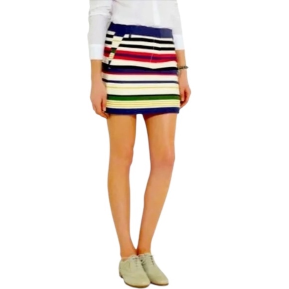 NWT J.Crew Madewell Multi-Stripe Nautical Mini skirt, Size 00 - Picture 1 of 11